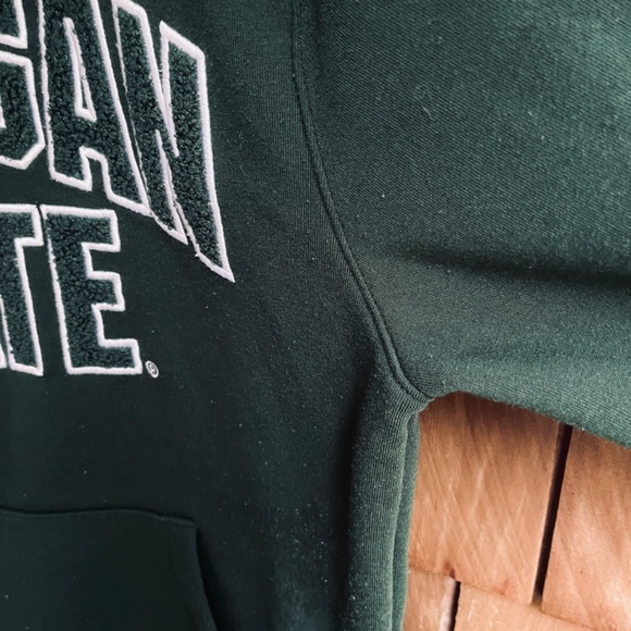 Michigan State University XL Hoodie Chenille Embroidery Green Sweatshirt MSU - Picture 8 of 10
